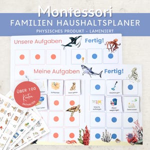 Montessori Haushaltsplan für Kinder und Eltern Meer Hai, To-do-Liste Haushalt, Aufgabenplan Putzplan Wochenplan, Familien Planer Haushalt