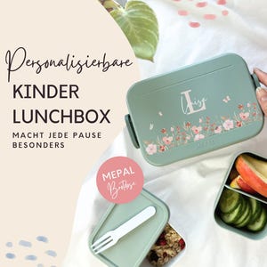 MEPAL Brotdose personalisiert für Kinder Blumen, Lunchbox mit Name, Kindergarten und Schulanfang Geschenk, Personalisierte Geschenkidee Kita