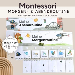 Morgenroutine und Abend für Kinder Polizei personalisiert,  Routineplan mit Routinekarten für Kinder, Montessori Board  Kindergarten