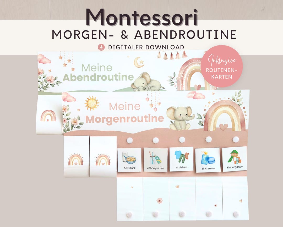 Morning Routine and Evening Routine for Children Pink Boho, Routine ...