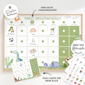 Plano semanal para criança com fichas de rotina, plano semanal infantil dinossauro, Montessori para IMPRIMIR, horário do quarto infantil, plano diário infantil