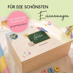 Erinnerungskiste Einschulung personalisiert mit Namen | Geschenke Schulkinder & Schulstart | Erster Schultag Schultüte Geschenk Kinder