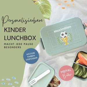 MEPAL Brotdose personalisiert für Kinder, Lunchbox mit Name, Fußball, Kindergarten & Schulanfang Geschenk, personalisierte Geschenkidee Kita