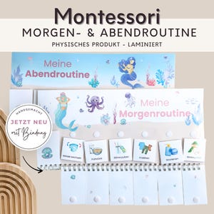 Morgenroutine und Abend für Kinder Meerjungfrau,  Routineplan mit Routinekarten für Kinder, Montessori Board Wochenplaner, Routine Kinder