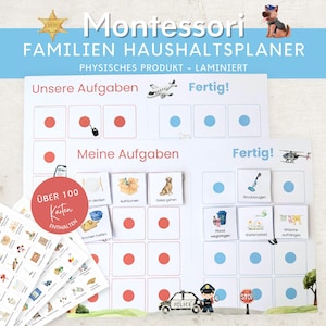 Montessori Haushaltsplan für Kinder und Eltern Polizei, To-do-Liste Haushalt, Aufgabenplan Putzplan Wochenplan, Familien Planer Haushalt