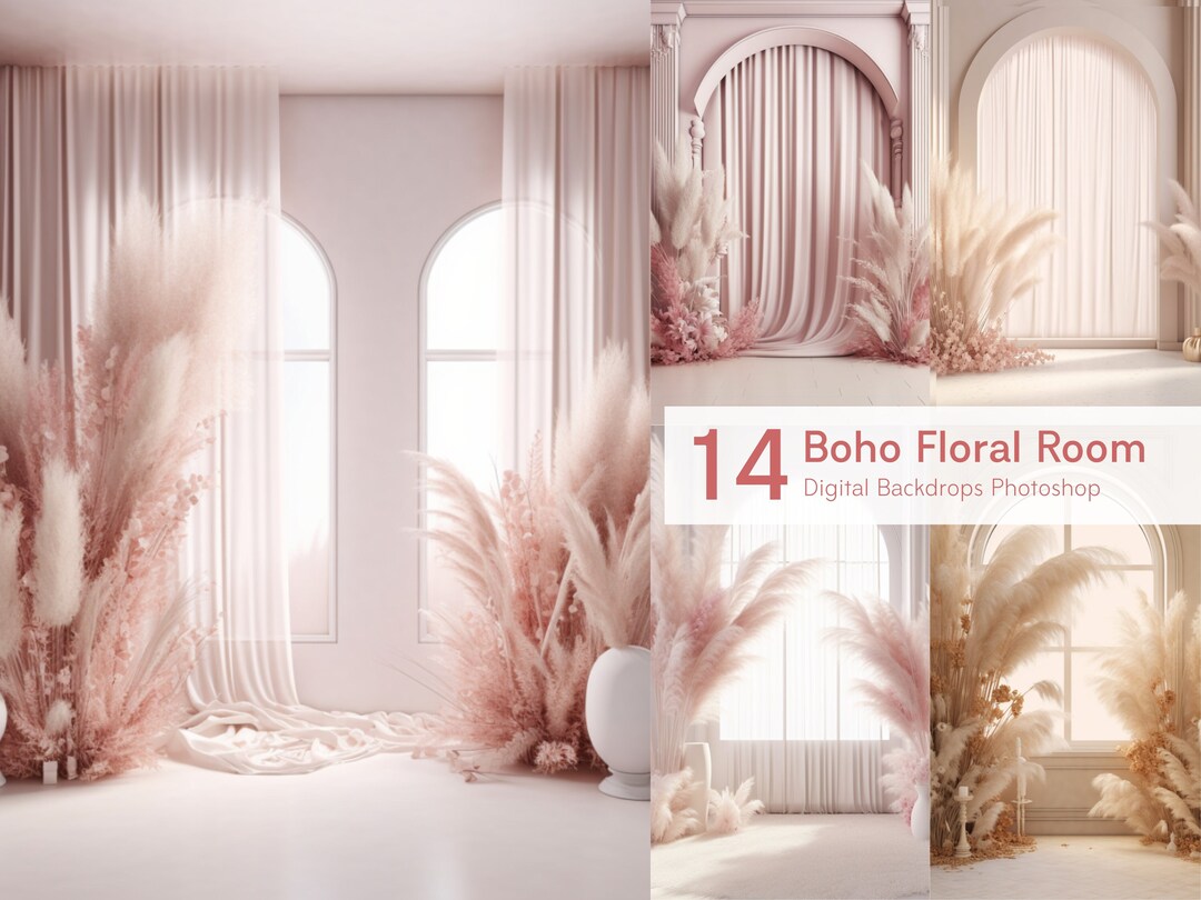 14 Digital Backdrops Boho Floral Room, Maternity Family Wedding ...