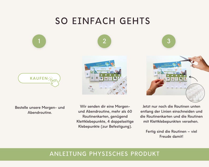 Einfache Bastelanleitung für den Routineplaner für Kinder. Schritt-für-Schritt Anleitung zur Erstellung einer strukturierten Morgen- und Abendroutine.