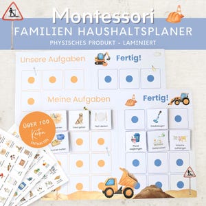 Montessori Haushaltsplan für Kinder und Eltern Bagger, To-do-Liste Haushalt, Aufgabenplan Putzplan Wochenplan, Familien Planer Haushalt