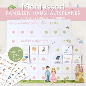 Montessori Haushaltsplan für Kinder und Eltern Prinzessin, To-do-Liste Haushalt, Aufgabenplan Putzplan Wochenplan, Familien Planer Haushalt