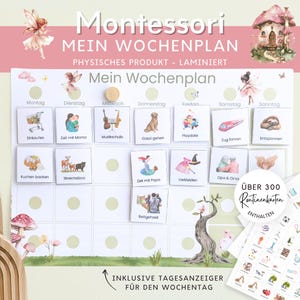 Montessori Mein Wochenplan für Kinder Feen Mädchen, Einschulung Geschenk Idee, Schulkind Geschenke personalisiert mit Name, Routinekarten
