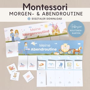 Rotina matinal e rotina noturna para crianças Princesa Cinderela, rotinas com cartões de rotina para imprimir, brinquedos Montessori jardim de infância