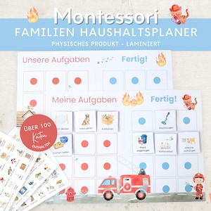 Montessori Haushaltsplan für Kinder und Eltern Feuerwehr, To-do-Liste Haushalt, Aufgabenplan Putzplan Wochenplan, Familien Planer Haushalt