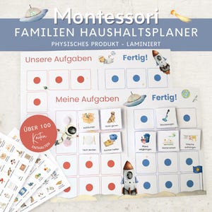 Montessori Haushaltsplan für Kinder und Eltern Alien, To-do-Liste Haushalt, Aufgabenplan Putzplan Wochenplan, Familien Planer Haushalt