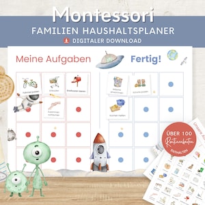 Plano doméstico para crianças e pais Alien, lista de tarefas para casa para IMPRIMIR, plano de tarefas planejador doméstico plano de limpeza planejador familiar