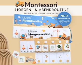 Routineplaner Kinder Bagger, Morgen Routine Plan Montessori, Tagesplan Kind personalisiert, Kita Geschenk Kitastart Kleinkind laminiert