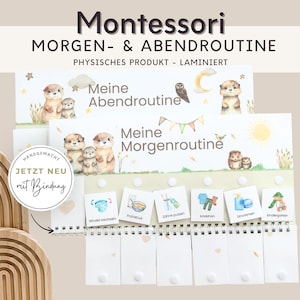 Morgenroutine und Abend für Kinder Otter Tiere,  Routineplan mit Routinekarten, Montessori Board Kinderzimmer, Montessori Spielzeug Deko