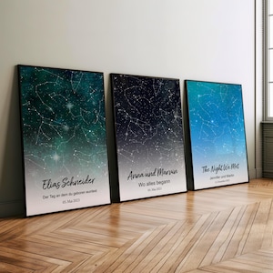Cadeau personnalisé pour petite amie, affiche d'anniversaire, cadeaux pour lui, carte des étoiles pour mariage, anniversaire, idées cadeaux pour la Saint-Valentin