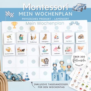 Montessori Mein Wochenplan für Kinder Auto Junge, Einschulung Geschenk Idee, Schulkind Geschenke personalisiert mit Name, Routinekarten