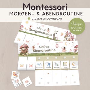 Rotina matinal e rotina noturna para fadas infantis, rotinas com cartões de rotina para imprimir, prateleira de quadro Montessori, decoração de quarto infantil de brinquedo