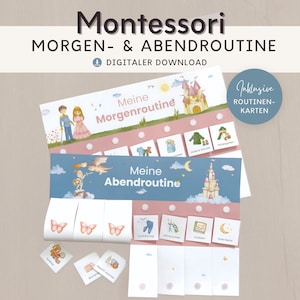 Rotina matinal e rotina noturna para crianças Princesa Rapunzel, rotinas com cartões de rotina para imprimir, brinquedos Montessori jardim de infância