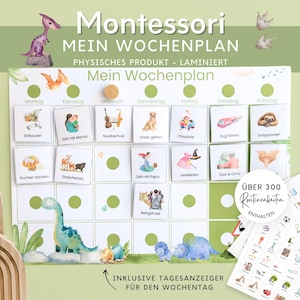 Montessori Dinosaurier Wochenplan für Kinder, Routineplan mit Routinekarten, Montessori Board Kinderzimmer, Grundschule Einschulung Geschenk