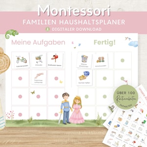 Plano doméstico para crianças e família Princesa, lista de tarefas para casa para IMPRIMIR, plano de tarefas planejador doméstico e planejador familiar