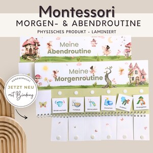 Morgenroutine und Abendroutine für Kinder Feen Mädchen,  Routineplan mit Routinekarten laminiert, Montessori Spielzeug Kindergarten Kita