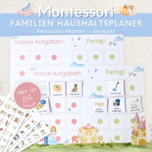 Montessori Haushaltsplan für Kinder und Eltern Cinderella, To-do-Liste Haushalt, Aufgabenplan Putzplan Wochenplan, Familien Planer Haushalt
