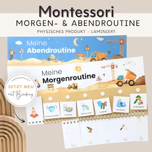 Morgenroutine und Abend für Kinder Bagger,  Routineplan mit Routinekarten  für Kinder, Montessori Board Deko, Montessori Spielzeug