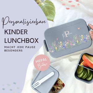 MEPAL Brotdose personalisiert für Kinder Blumen, Lunchbox mit Name, Kindergarten und Schulanfang Geschenk, Personalisierte Geschenkidee Kita