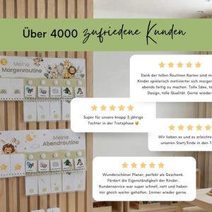 Positive Kundenbewertung für den Montessori Routineplaner für Kinder. Eltern berichten von weniger Stress und mehr Struktur im Familienalltag.