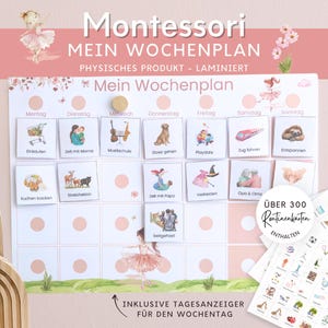 Montessori Ballerina Wochenplan für Kinder, Routineplan mit Routinekarten, Montessori Board Kinderzimmer Mädchen, Stundenplan Geschenk Idee