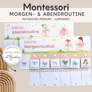 Morgenroutine und Abendroutine für Kinder Ballerina Mädchen,  Routineplan mit Routinekarten laminiert, Montessori Spielzeug Kindergarten