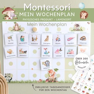 Montessori Wochenplan für Kinder Tiere, Routineplan mit Routinekarten, Montessori Board Kinderzimmer, Montessori Spielzeug Einschulung