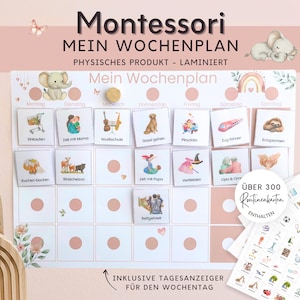 Montessori Mein Wochenplan für Kinder Regenbogen, Einschulung Geschenk Idee, Schulkind Geschenke personalisiert mit Name, Routinekarten