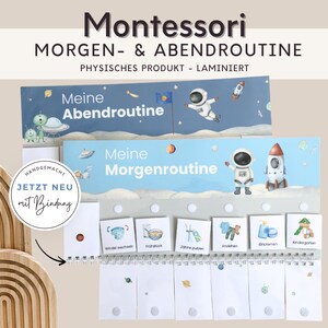 Morgenroutine und Abendroutine, Montessori Spielzeug für Kinder Alien Design,  Routineplan mit Routinekarten, Wanddeko Kinderzimmer Poster