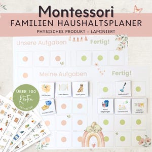 Montessori Haushaltsplan für Kinder und Eltern Regenbogen, To-do-Liste Haushalt, Aufgabenplan Putzplan Wochenplan, Familien Planer Haushalt