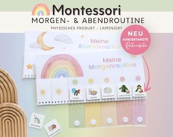 Morning and evening routine for children RAINBOW, routine plan with laminated routine cards, Montessori toy for kindergarten and daycare