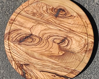 Customizable Olive Wood Round Serving Tray,Wooden Round Cutting Board,Olive Wood Pizza Board,Personalized Charcuterie Board,