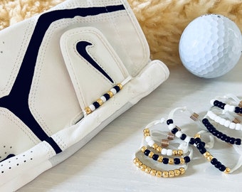 Gants de golf Compteurs de coups / À l'unité : séries or, noir et blanc / Compteur de coups de golf discret / 10 perles, cordon en nylon et élastique