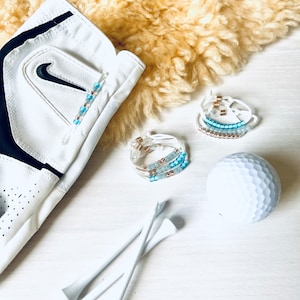 Golf Glove Stroke Counters / “BEACH BUM” Series / Light Blue, Pink / Discreet Golf Stroke Counter / 10 Beads, Nylon Cord and Elastic