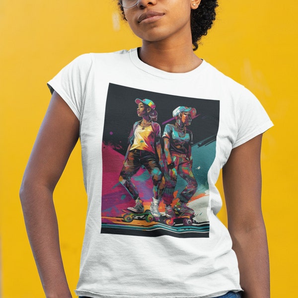 Black Girls Roller Skating Tee Afrocentric Skaters Black Culture Black Teens Roller Skaters Black Owned Shop Skating Tee for Teen Daughter