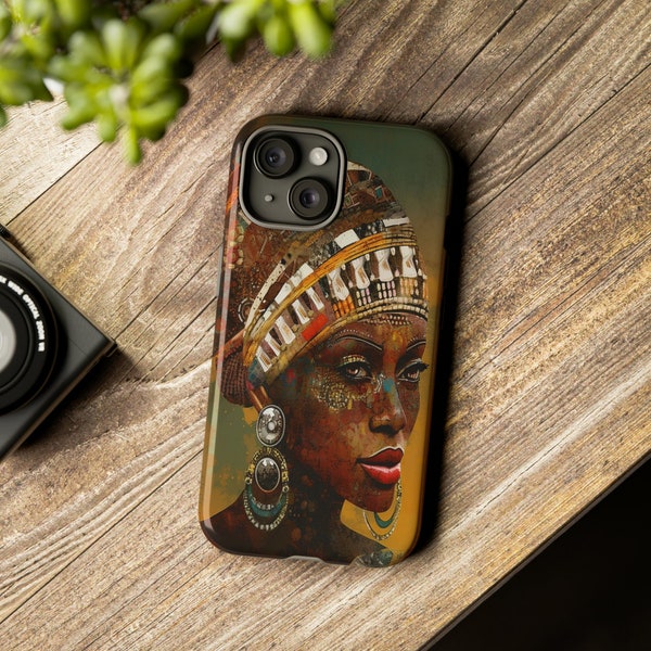 Afrofuturism Phone Case Afrocentric SciFi Gift Melanin Girl African Pride Mobile Electronic Case African Queen Abstract Art