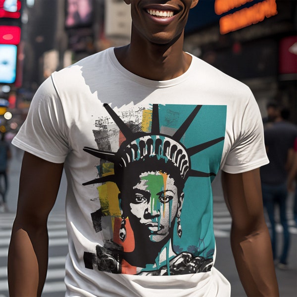 African American Statue of Liberty Tee NYC Monument Statue Black Woman Abstract Art New York City Sculpture Landmark Icon  - Style 06