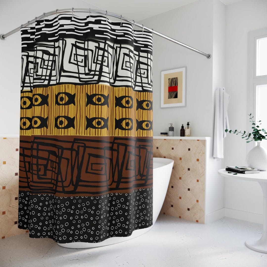 African Mud Cloth Bathroom Shower Curtain - African Inspired Home Decor ...