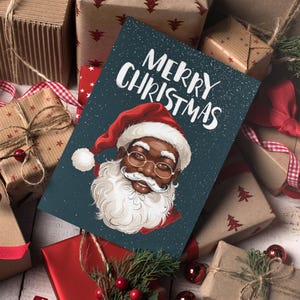 Afrocentric Christmas Card: Black Santa Holiday Greeting