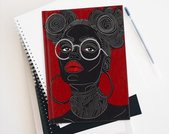 Afrocentric Bantu Knots Journal  Blank Pages - Black Fashionista - Gift for Writers - Gift for Black Girl - Black Culture - Art Sketch Book