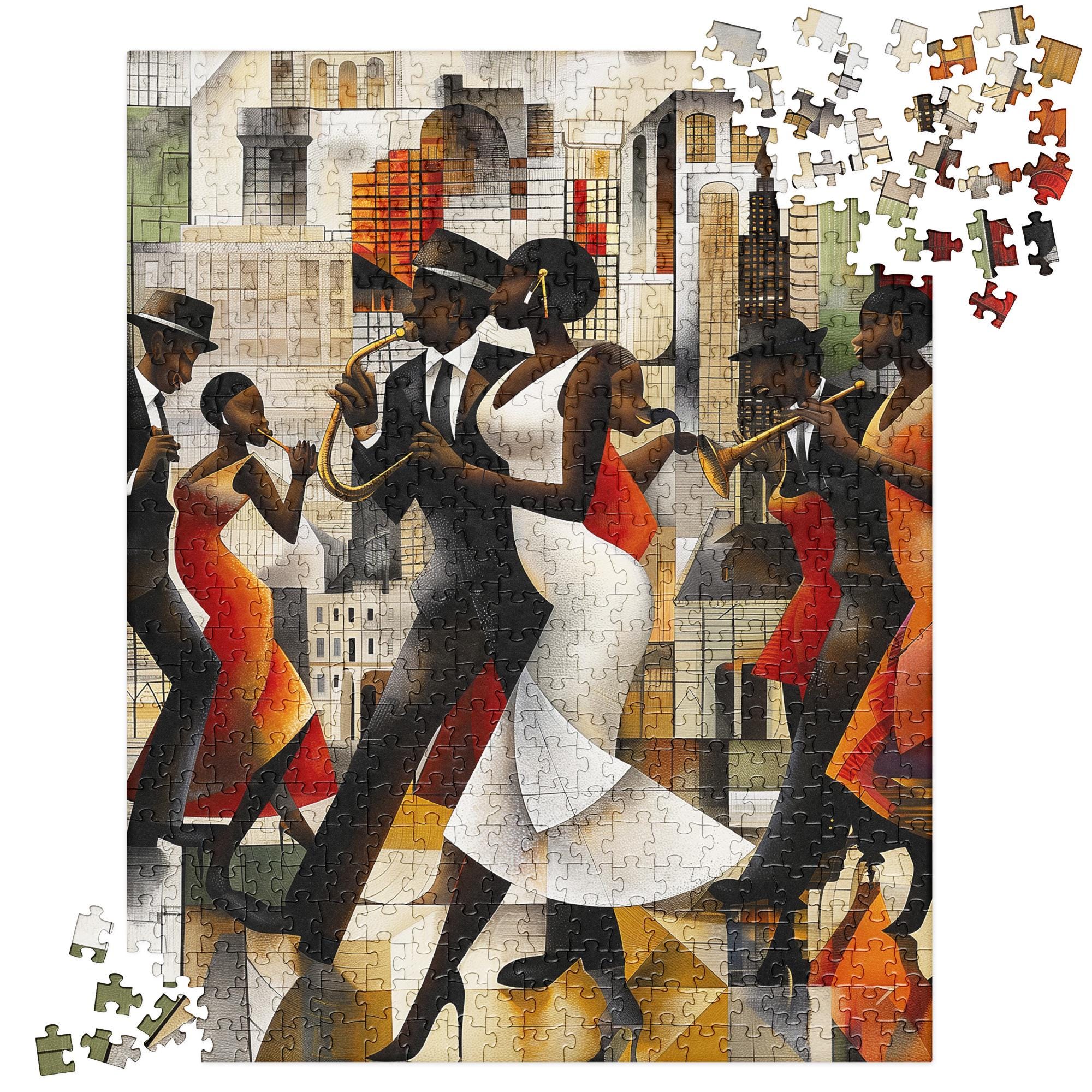 Harlem Jazz Musicians Jigsaw Puzzle: Retro African American Art Deco