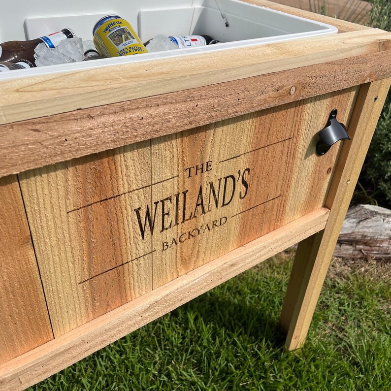 Rustic Ice Chest Oversized Rustic Ice Chest Cooler Stand With Brass Drain, Bottle Opener ...