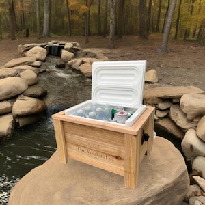 Personalized Cooler for Dad gift, Fathers Day Gift, Mens Gift, Wooden Cooler, Backyard Decor, Custom Cooler, Backyard Patio Furniture